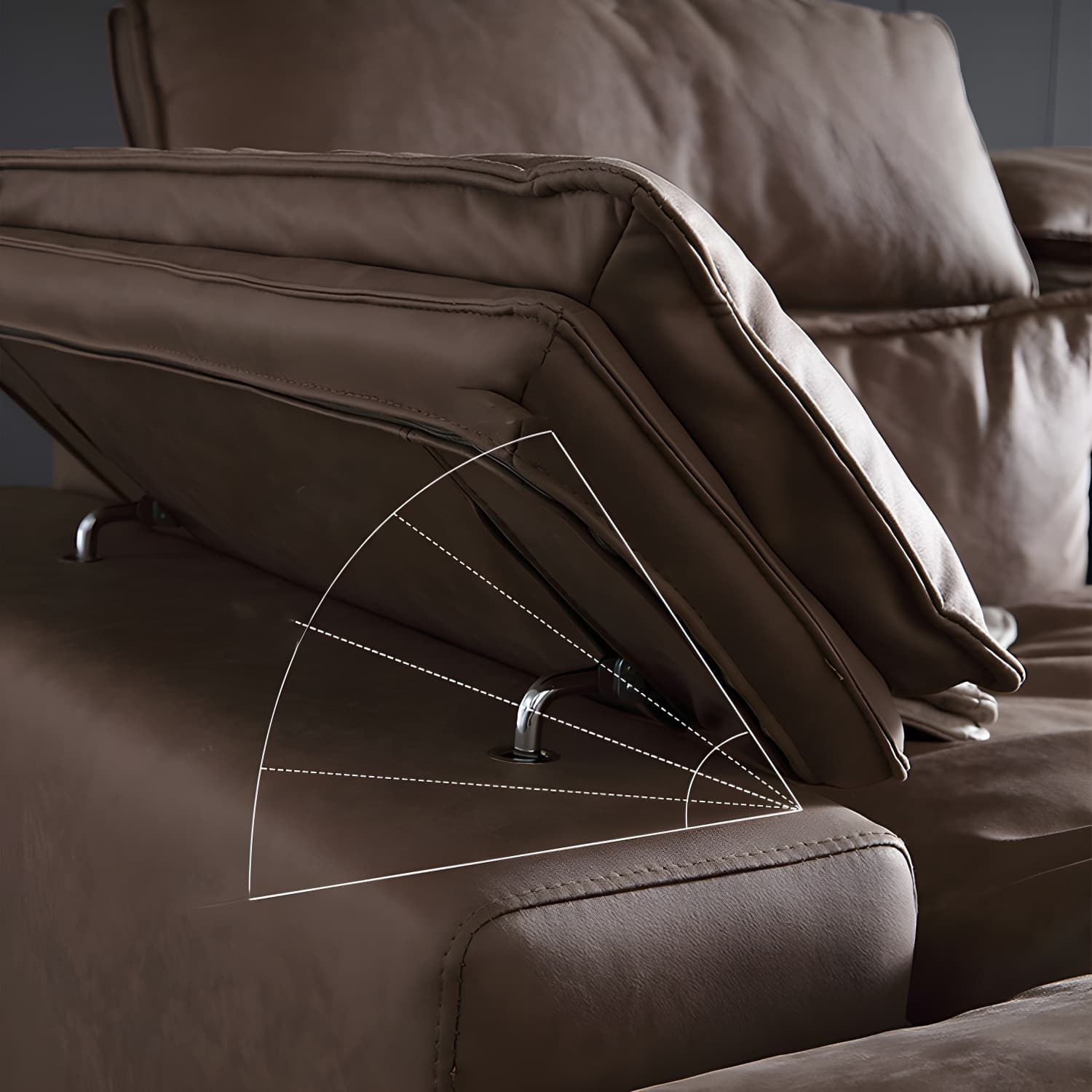 Mid-Century Modern Brown Tech Cloth Sectional Sofa with Wood Frame and Pillow Top Arms - image 7