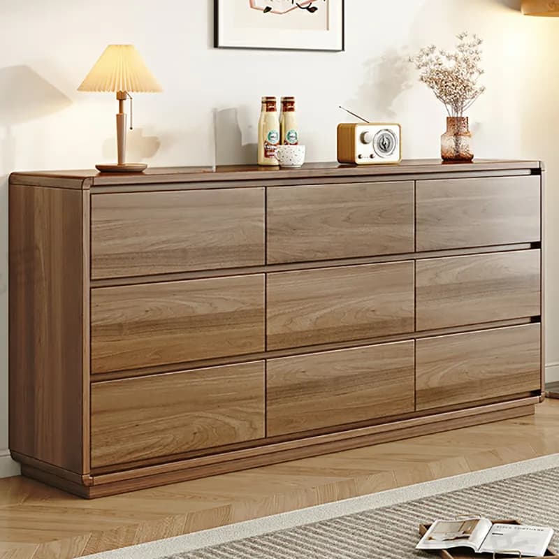 Modern Brown Storage Chest Solid Wood Freestanding with Drawers - image 4