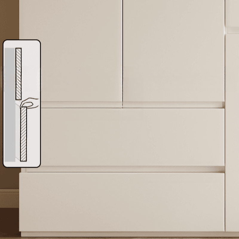 Beige Minimalist Manufactured Wood Cabinet Armoire with Soft Close Drawer, Soft Close Door, Interior Shelves, and Clothing Rod - image 5
