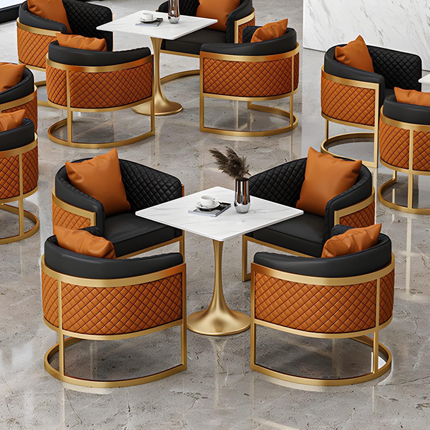Golden Base Dining Table Medieval Modern Style Stone Table for Indoor - image 13