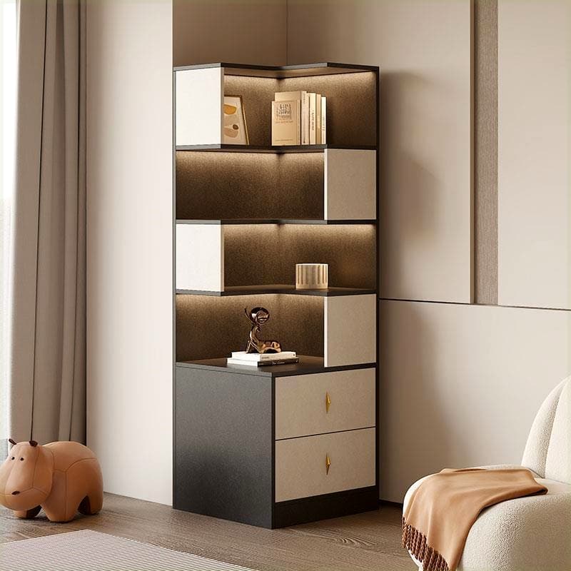 Modish Timber White/Ink/Gray Nook Accent Chest with 4 Exterior Shelves & Soft Close Drawer - image 5