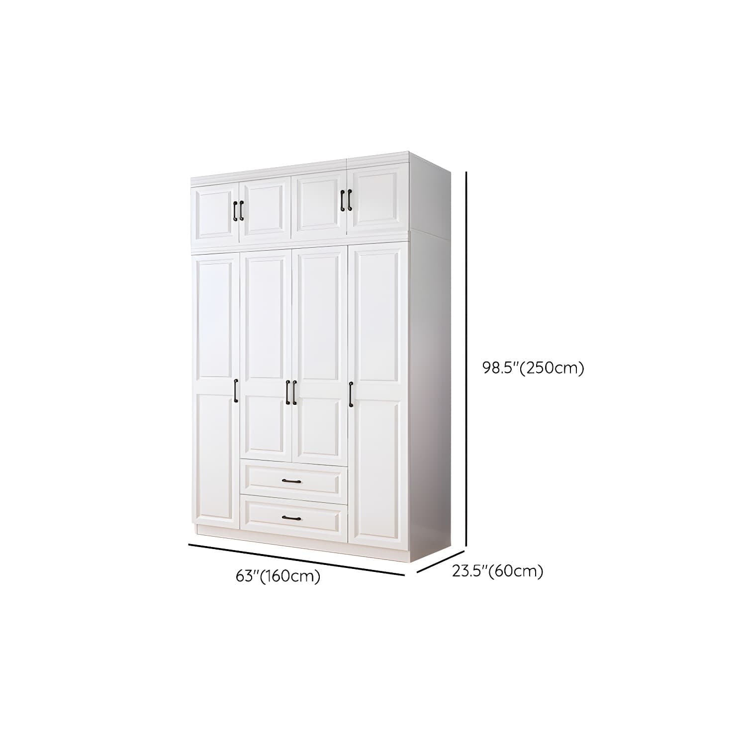 Modern White Wood Wardrobe Armoire with Soft-Close Drawers and Clothing Rod - image 16
