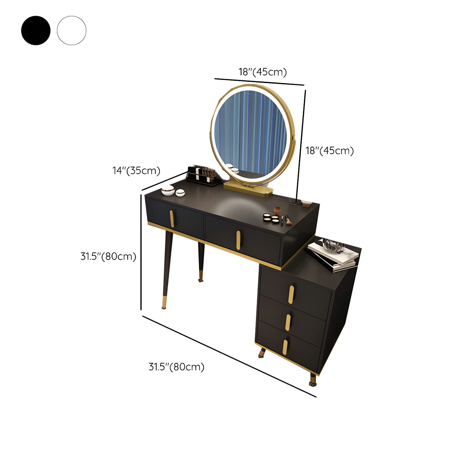 Contemporary Make-up Vanity with Wooden Top and Drawers for Bedroom - image 15