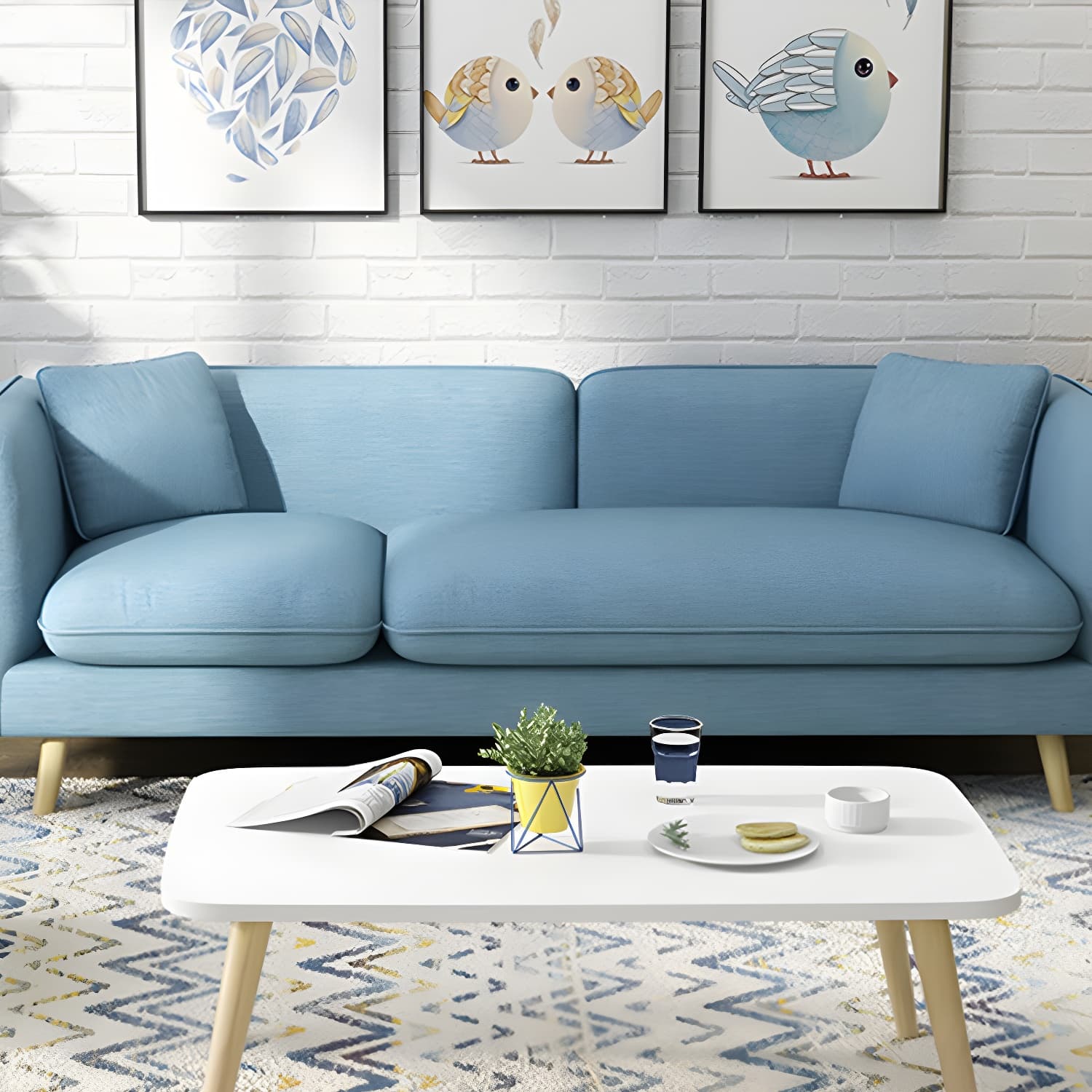 Modern Linen Tuxedo Arm Standard Sofa with Bolster Pillows for Living Room - image 15