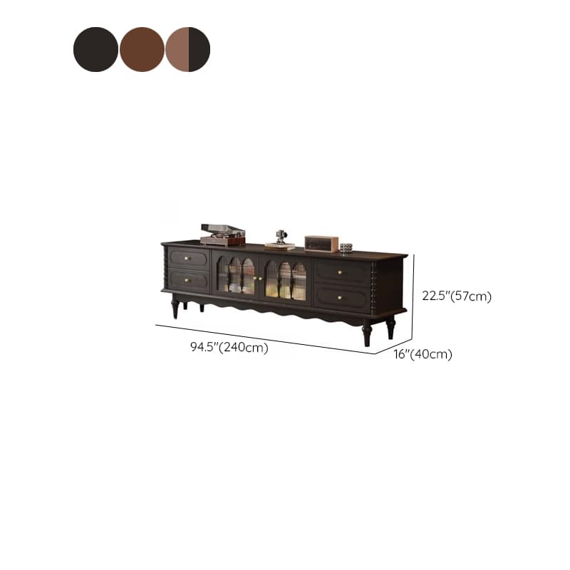 Art Deco Natural Wood TV Stand with 4 Drawers, Locker, Cable Management, and Adjustable Shelving - image 15