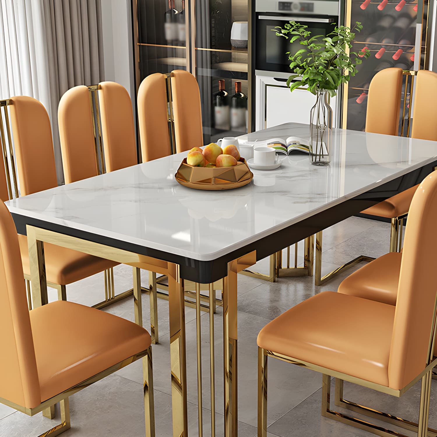 Modern 1/2/7/9 Pieces Dining Set Marble Dining Furniture Set /Separate Items - image 6