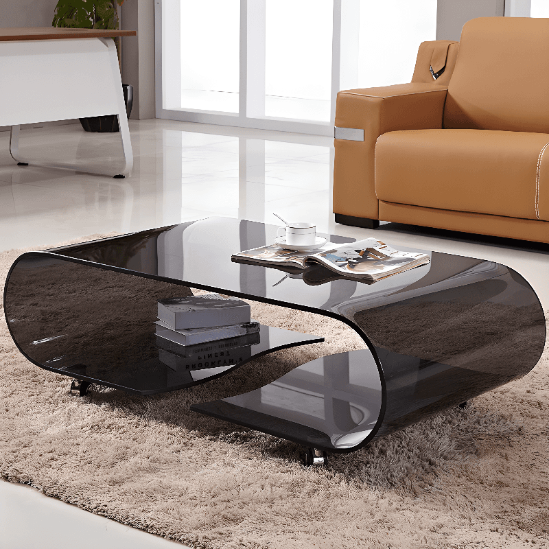Transparent Wheel coffee table with Roller Wheels, Locker, 1 Shelf/2-Tier and Square/Square for Indoor Use - image 12