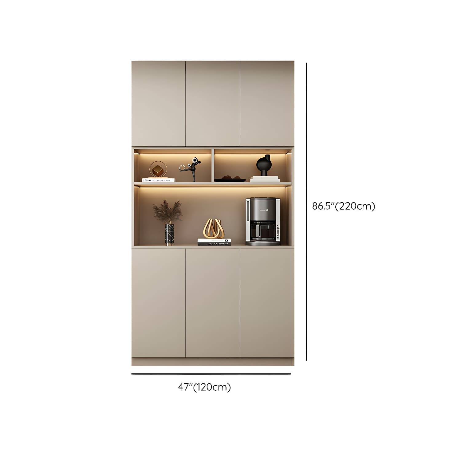 Contemporary Champagne Engineered Wood Shelves Included Sideboard with Doors - image 15