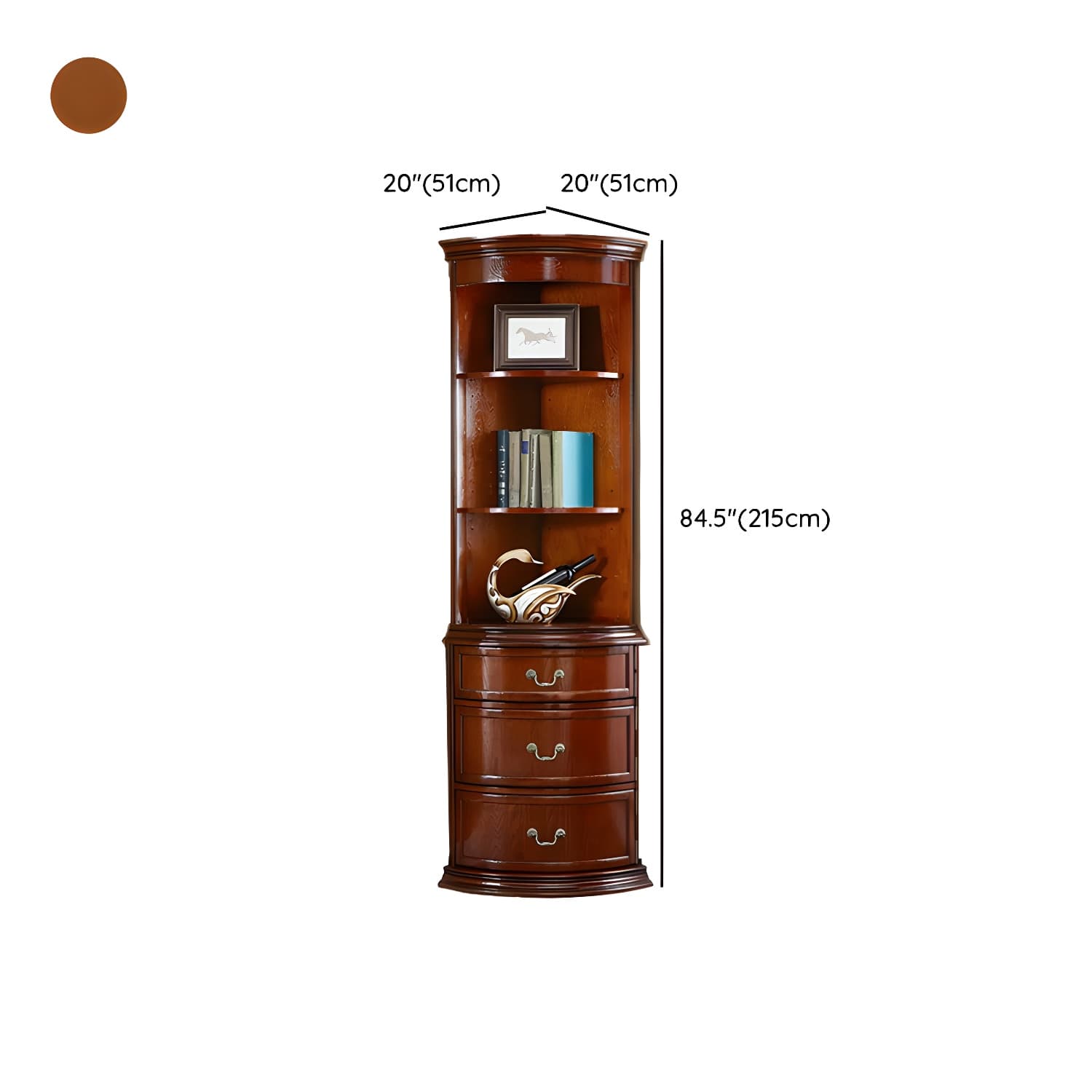 Corner Mid-Century Modern Accent Cabinet with Wood Countertop and Glass Doors - image 19