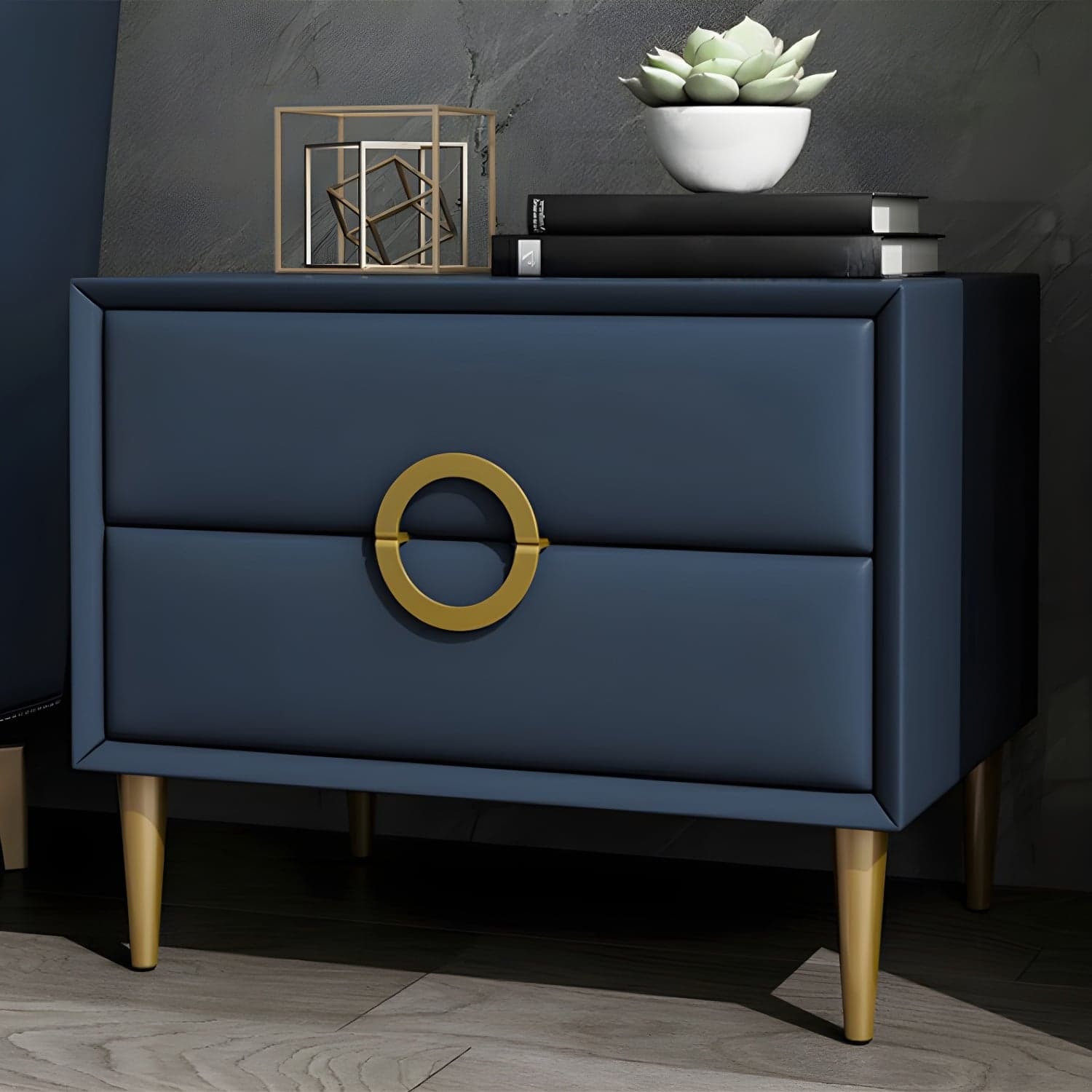 Glam Style Solid Wood Two Drawers Nightstand with Legs for Bedroom - image 4