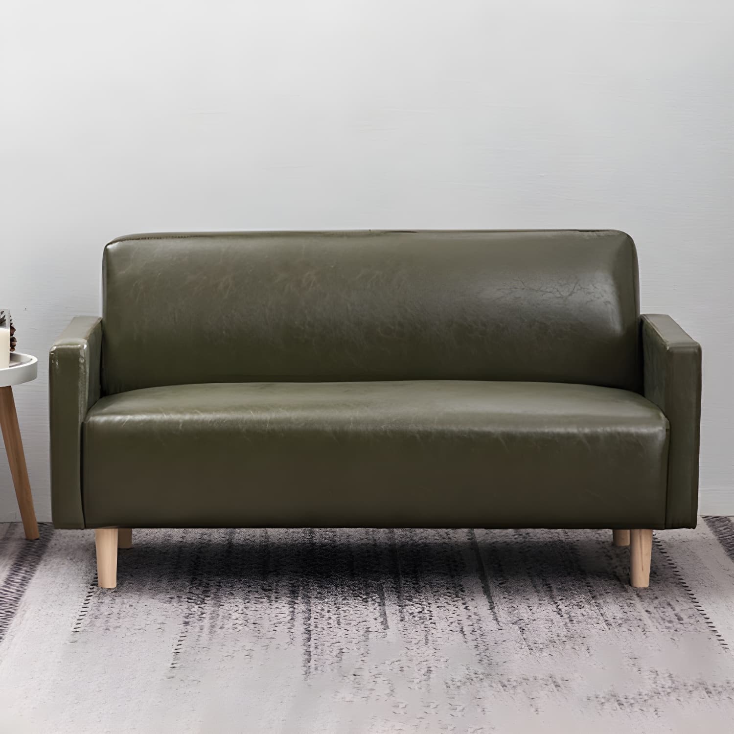 Scandinavian Tuxedo Arm Sofa with Tight Back 27.16" High Faux Leather - image 18
