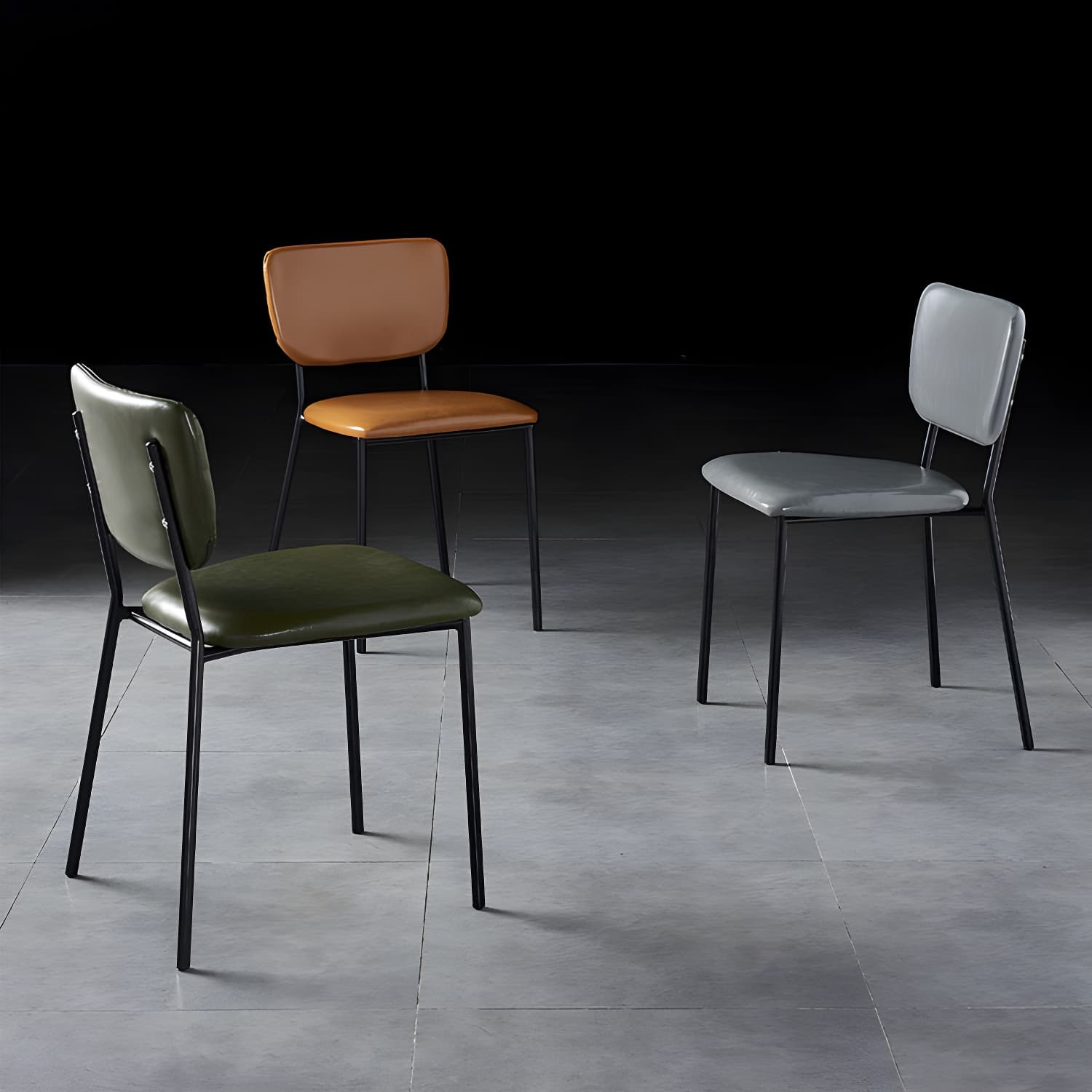Nordic Style Dining Chairs Armless Open Back Stackable Chairs with Metal Legs - image 19