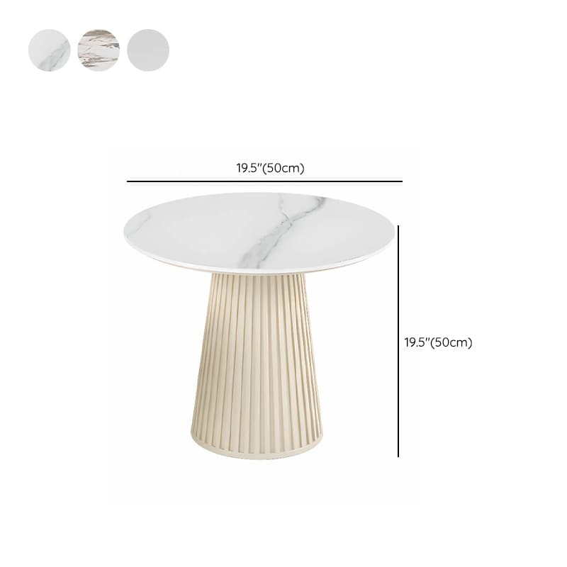 Scratch-repellent White Sintered Stone Rounded 1 Tier Single/Nested Side Table with Single Pedestal Base for Indoor Use - image 14