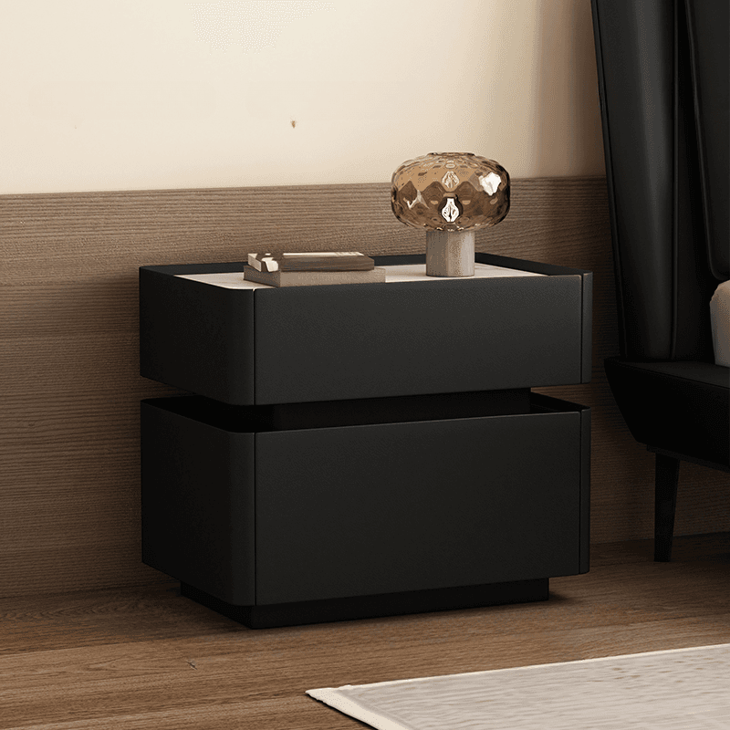 Trendy Drawer Storage Bedside Table with 2 Drawers and Pine Wood Countertop