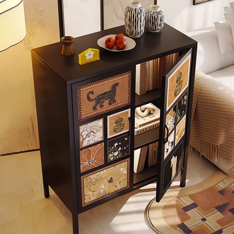 Damp-proof, Scratch-immune Steel Accent Cabinet with Adjustable Shelf, Grip Bars in Midnight Black/Chalk, Stain Resistant - image 6