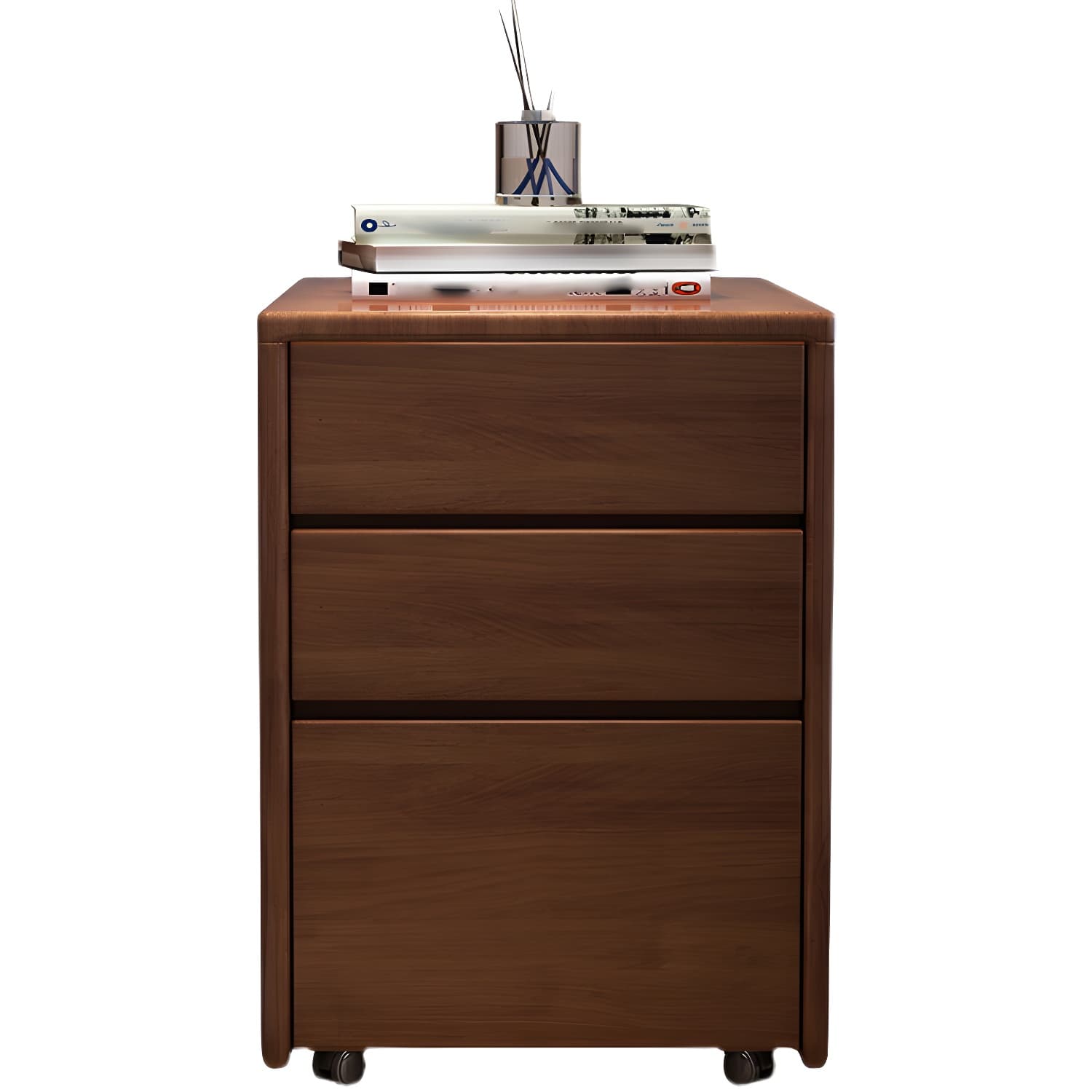 Modern Square Wood Cabinet on Wheels Side Cabinet with Drawer - image 5