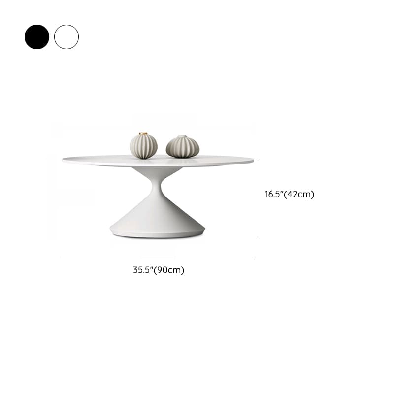Single/Nesting Postmodern Circular-shaped Chalk/Ink Sintered Stone Pedestal Base Side Table - image 18