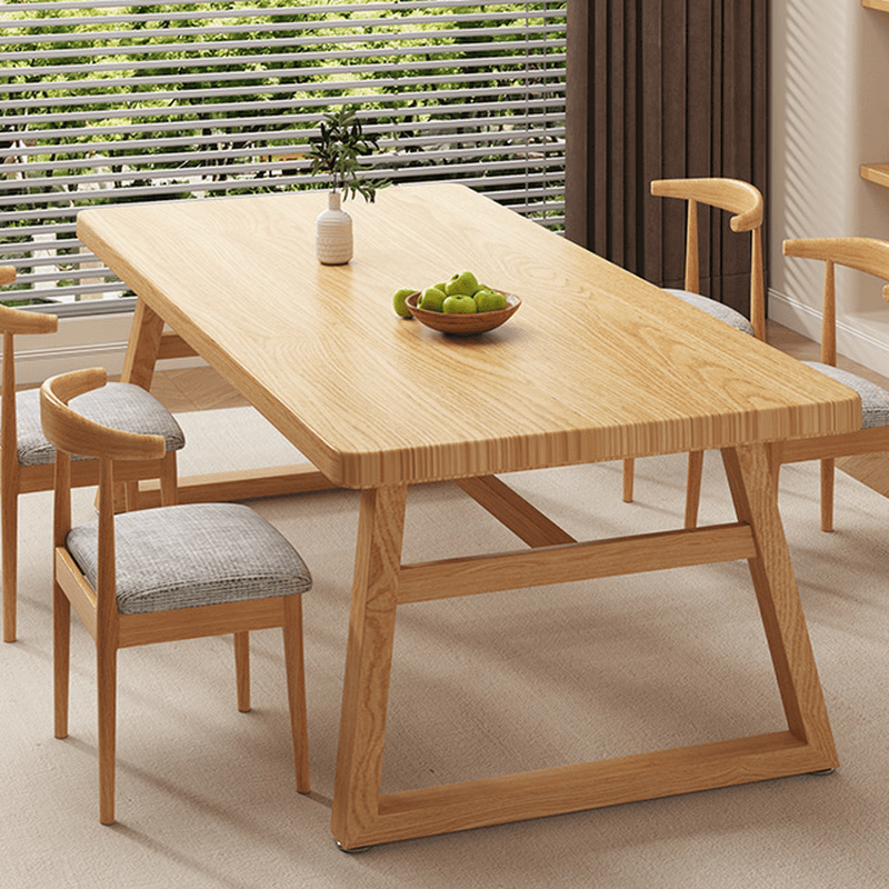 Rectangle Manufactured Wood Dining Table Set for 6/4 People with Padded Chairs, Back Support, and Brown Top