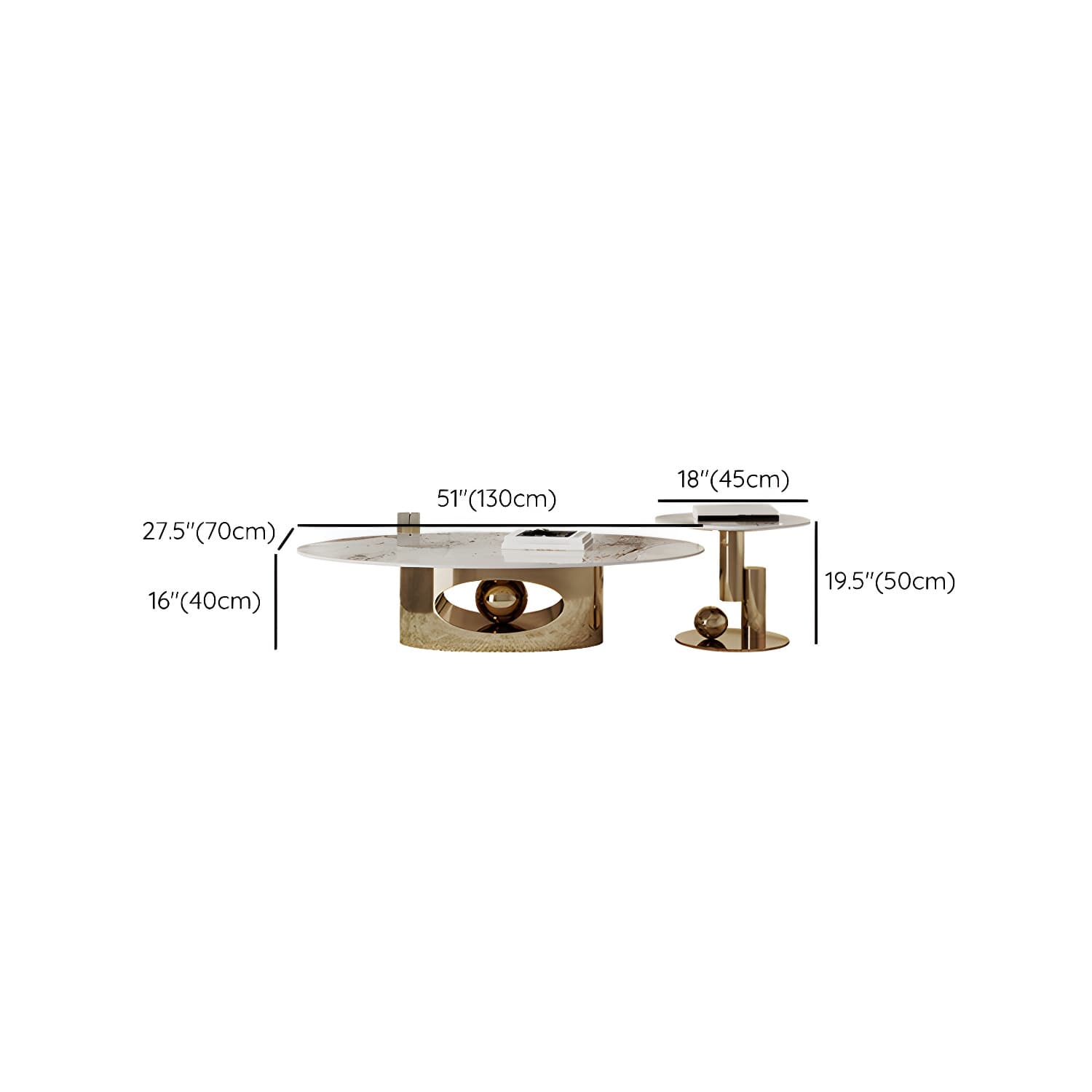Slate Single Coffee Table Pedestal Glam Nesting Coffee Table Set - image 14