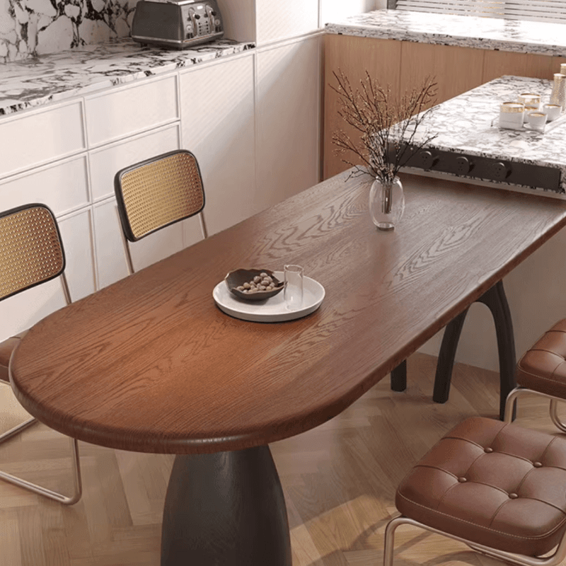 Dining Table Set with Asymmetrical Shape, Wood Slab Top, and Three Legs - image 6
