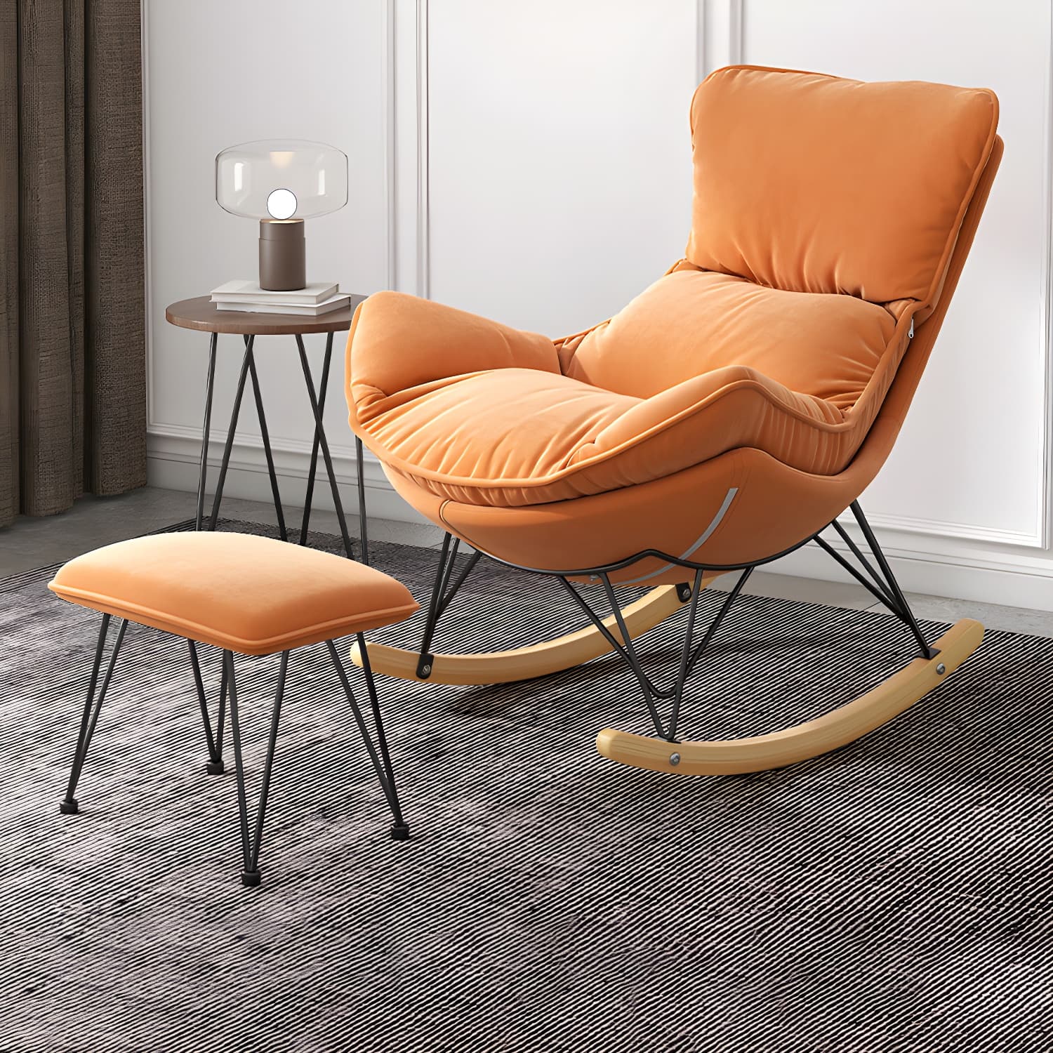 Solid Wood Rocking Chair Contemporary Rocker Chair with Padded Seat - image 11