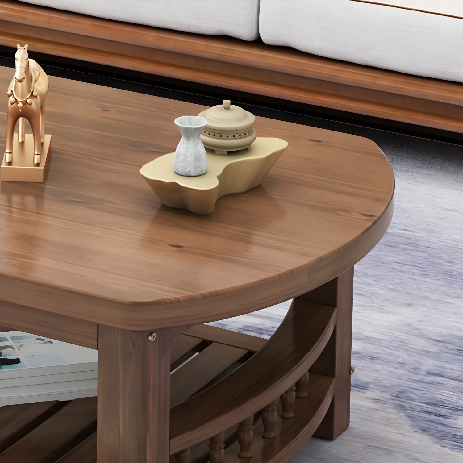 20"H Contemporary Coffee Table Solid Wood Storage Cocktail Table - image 13