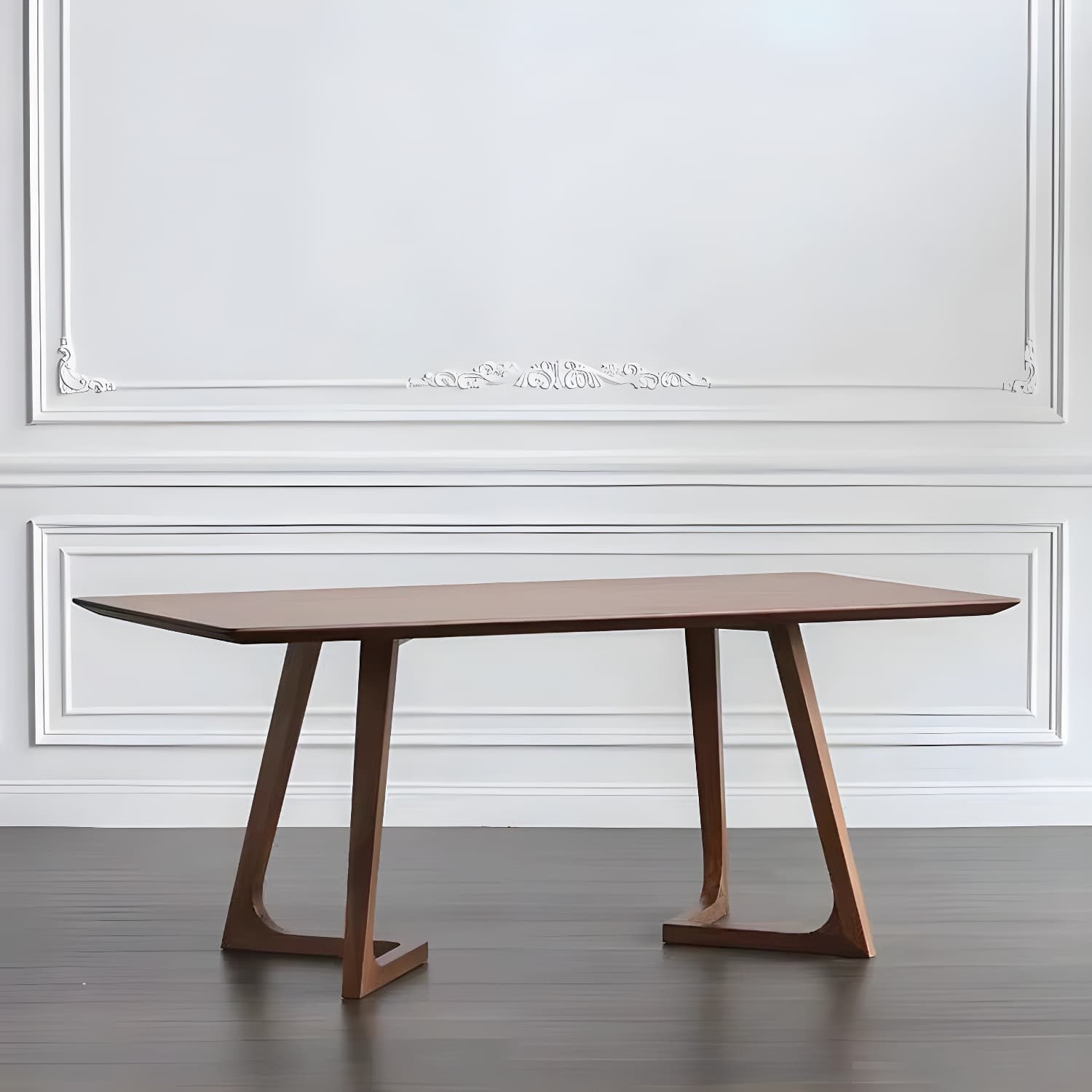 Rectangular Wood Scandinavian Dining Table with Double Pedestal Base - image 5