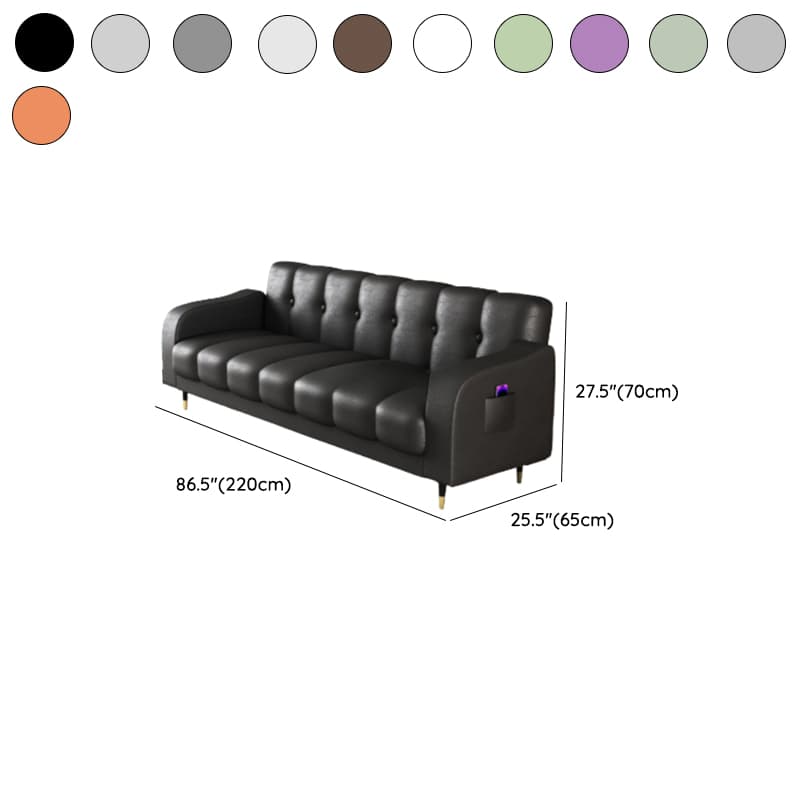 Contemporary Modern Solid Color Scratch-durable Convertible Sofa in Pu Leather with Midnight Black/Gray/White Upholstery, Seats 3/2-seater, with Receptacle Storage - image 20