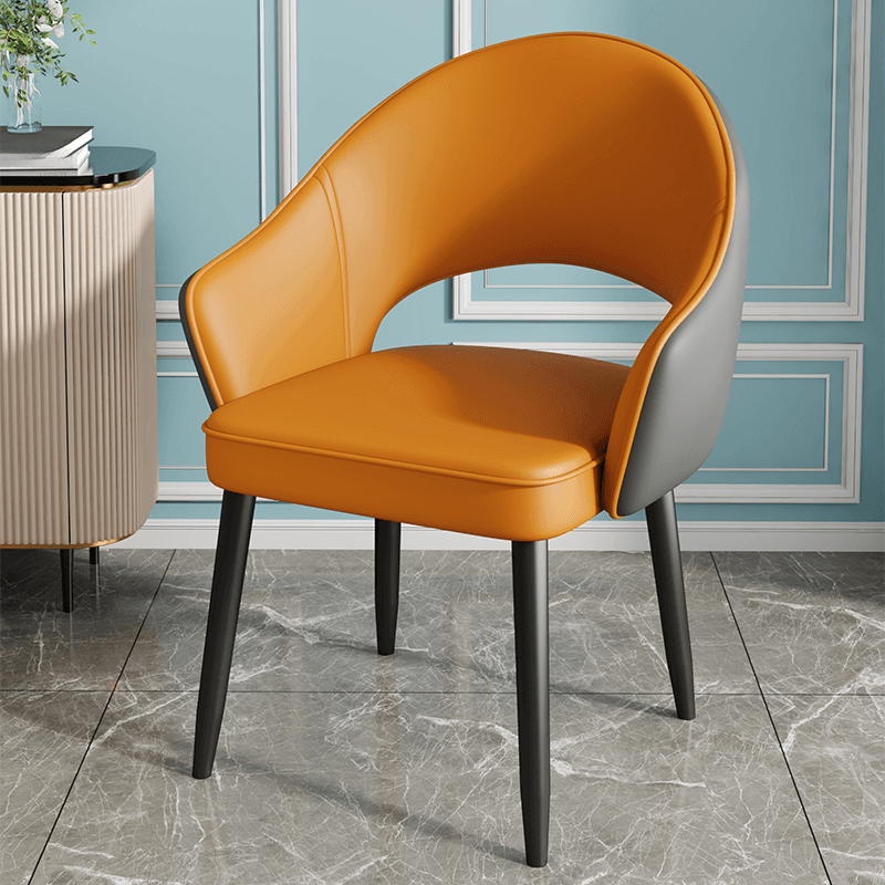 Modish Arm Chair with Ventilated Back, Padded Upholstery, Arms, and Steel Legs - image 6