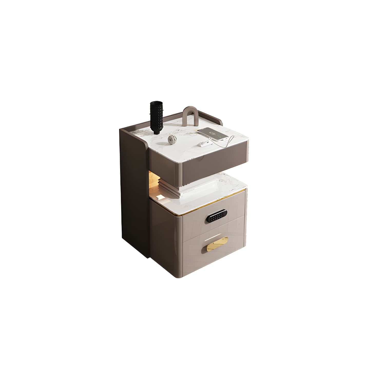 3-Drawer Nightstand with USB charging 21.65" Tall Faux Leather Nightstand - image 14