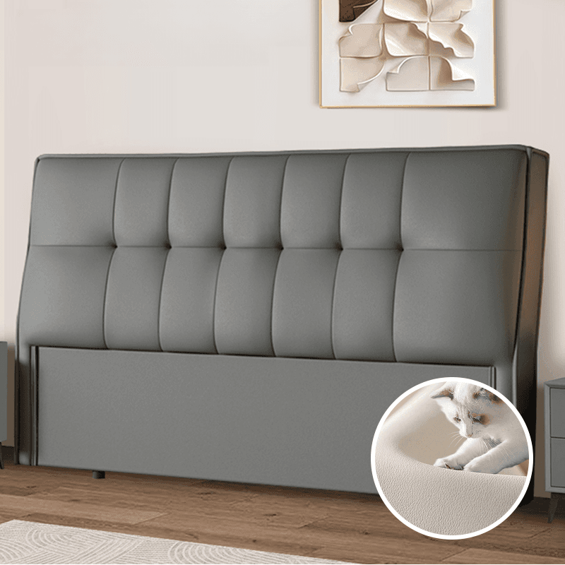 Simplistic Panel Headboard with No Distressing, Piled Tufted Rectangular Design for King/Twin XL/Queen Bed, Sponge Upholstery Fill, Standard Height