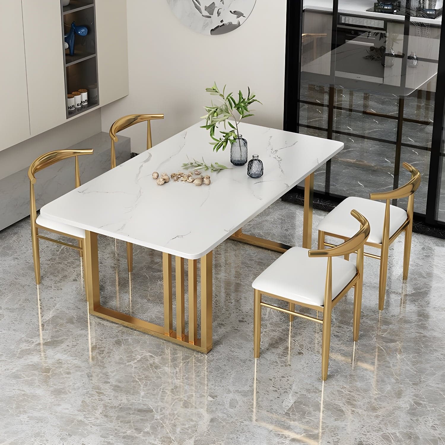 Traditional Luxury Dining Table Rectangle Slate Dining Table for Dining Room - image 3