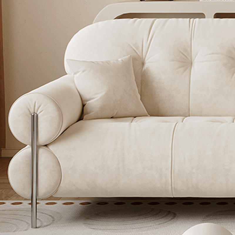Tear Resistant Standard Sofa with Pu/Flannel Upholstery in Grey/Auburn/Ivory - image 14