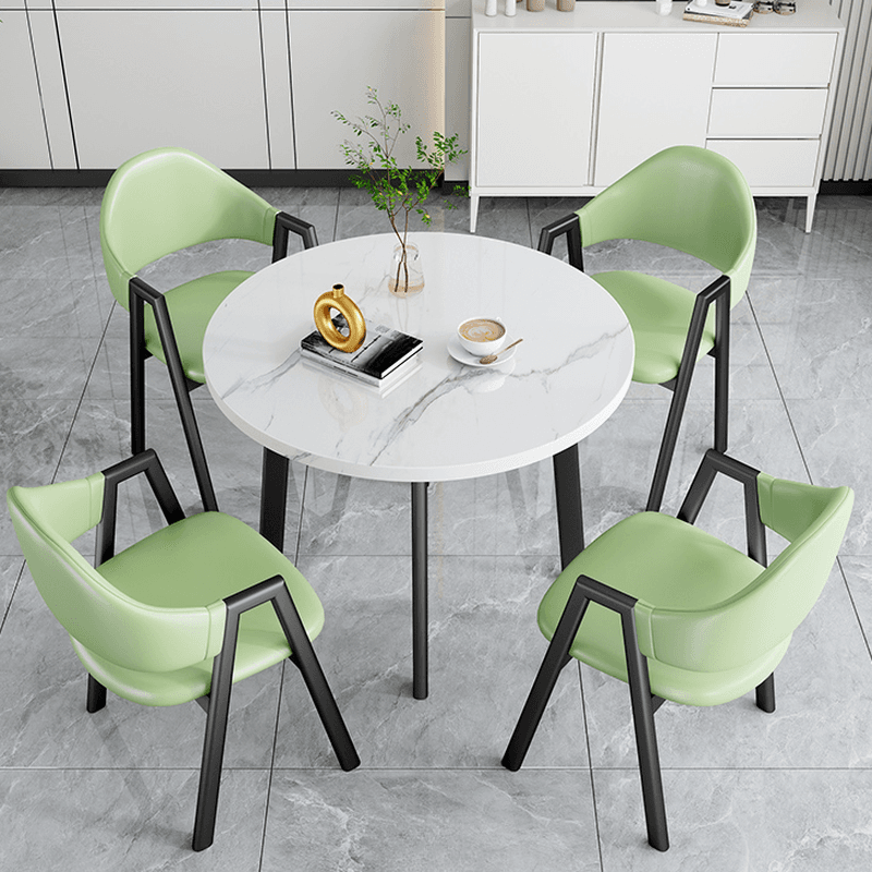Dining Table Set with Rounded Shape and Padded Chair Back, Featuring Armrest and White Separable Table Top - image 12