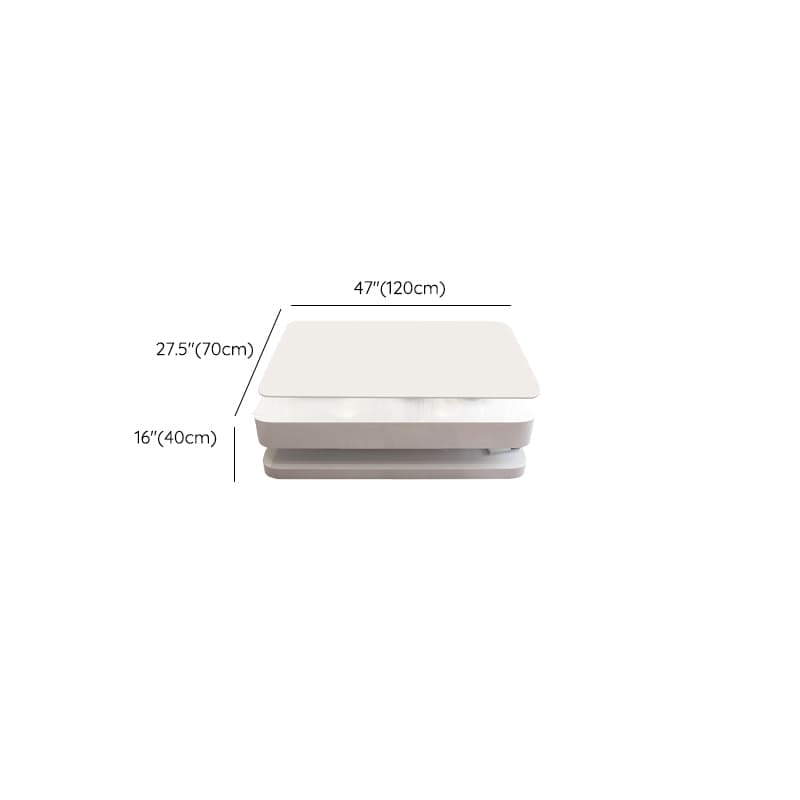 White Modern Coffee Table with Rectangular Wood Top & Block Base - image 16