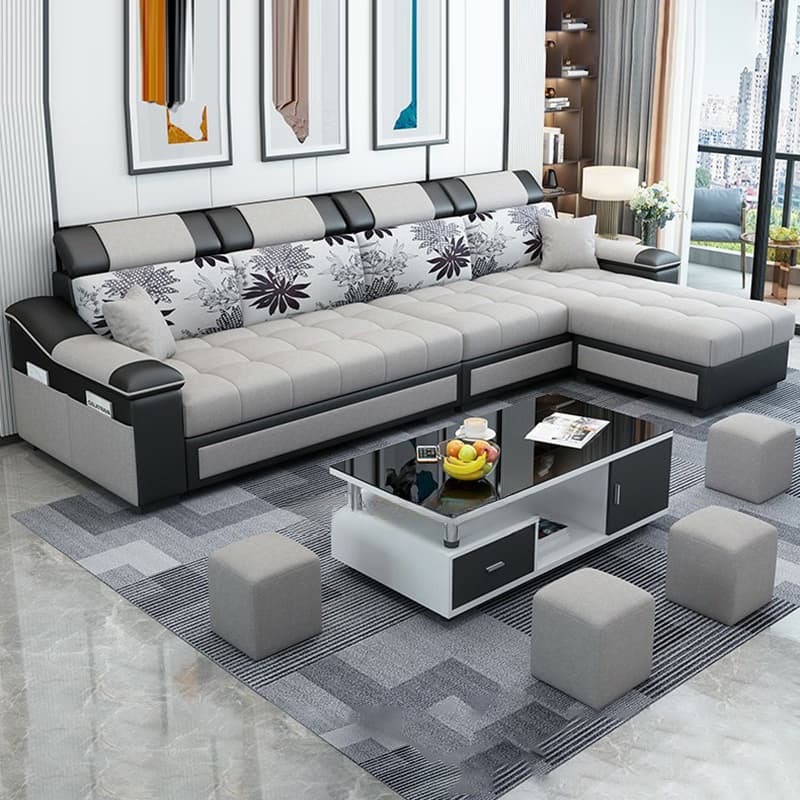Cushion Back Wood Black 9 Feet Pillow Top Arm Sectional Sofa - image 22