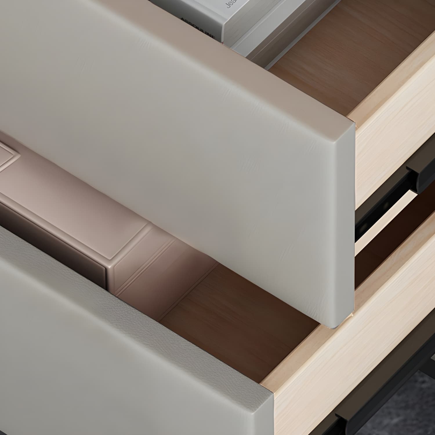 Modern Solid Wood Drawer Storage Night Table 2 Drawer Bed Nightstand - image 10