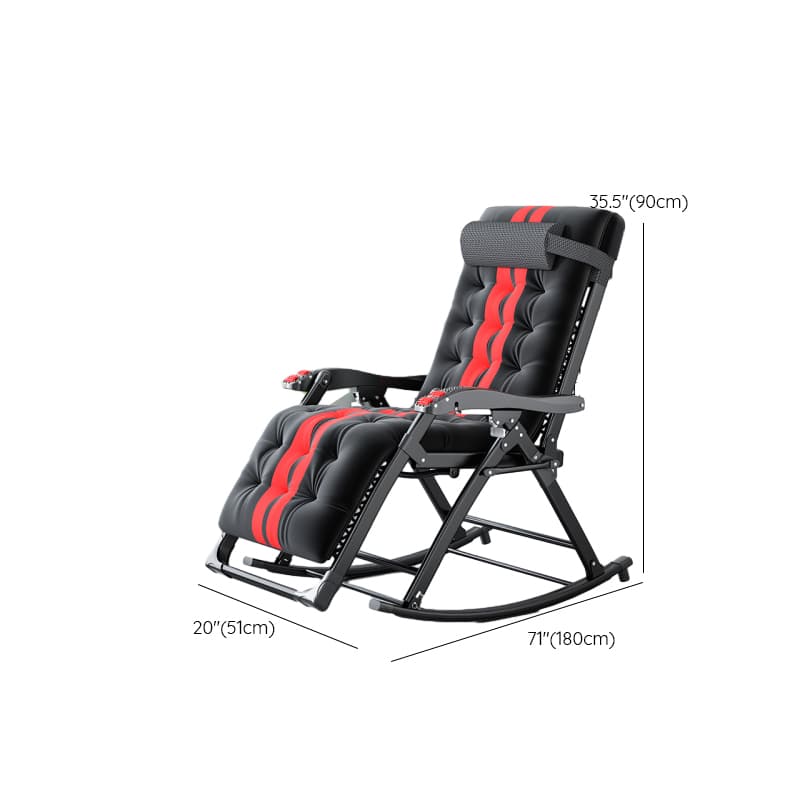 Black/Walnut/Eggplant Color Contemporary Alloy Rocking Armchair with Track Arm - image 16