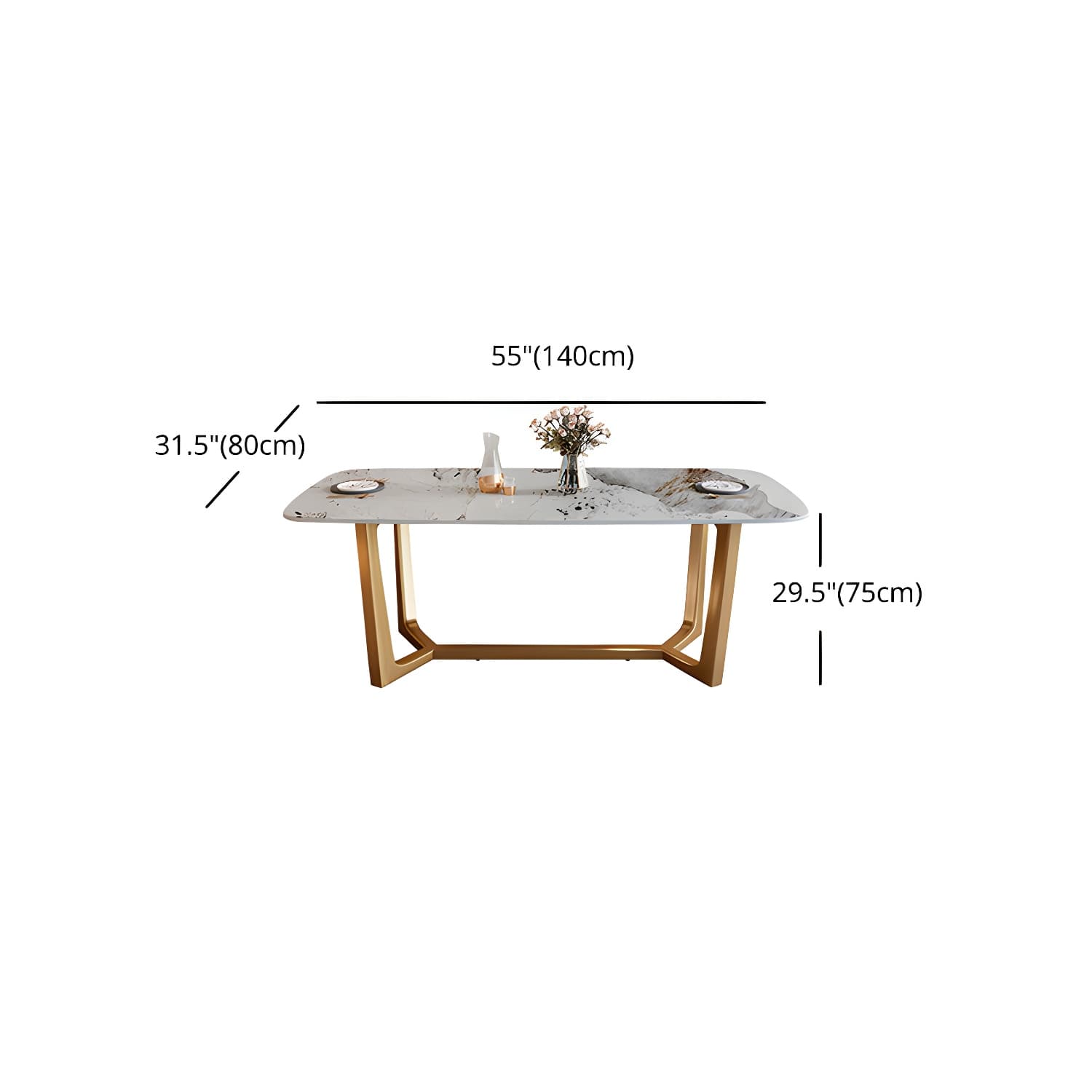 Glam 1/2/7 Pieces Dining Table Set with Sintered Stone Top Stainless Steel Dinette Set - image 11