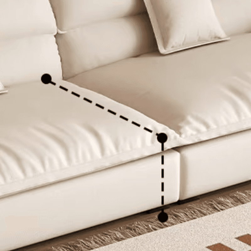 Modern Solid Color Scratch-defiant Standard Sofa in Light Gray/Taupe/Citrus Color, 3-seater with 2 Pillows - image 14
