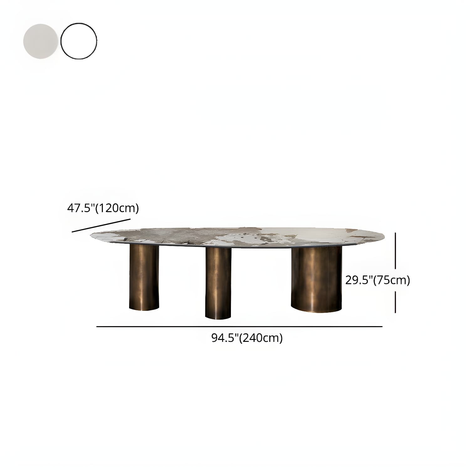Oval Traditional Luxury Stone Table Standard Height Dining Table - image 16