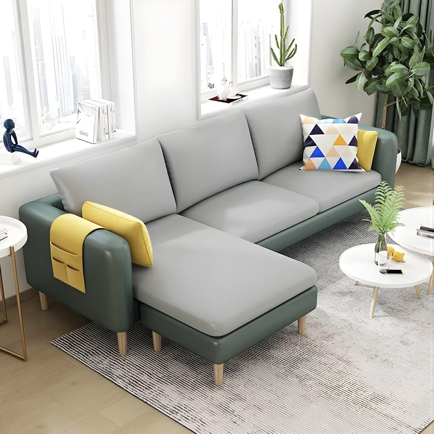 79.5" W L-Shaped Sectional Sofa with Square Arm and Bolster Pillows - image 7