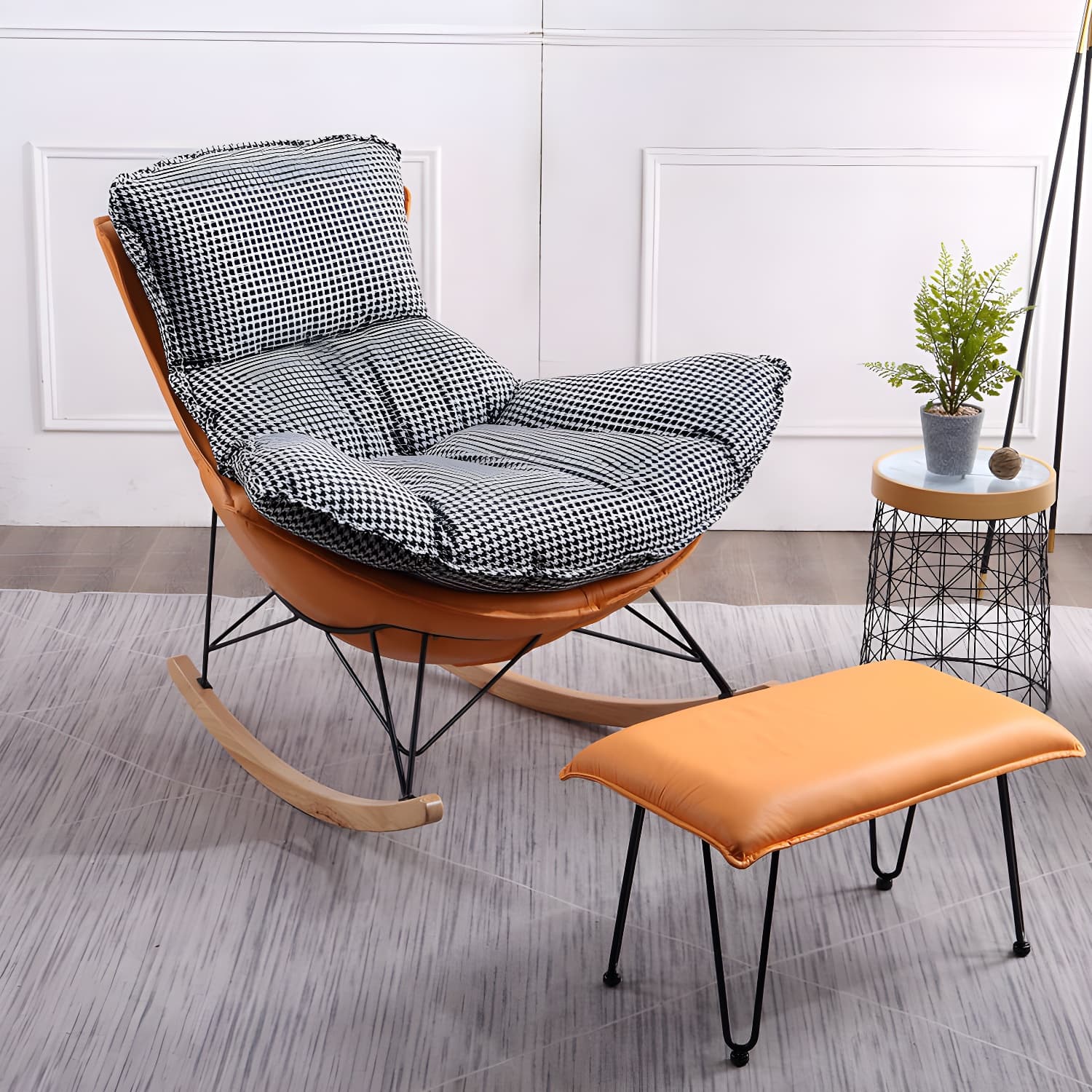 Upholstered Rocker Chair Living Room Rocking Chair with Padded Seat - image 7