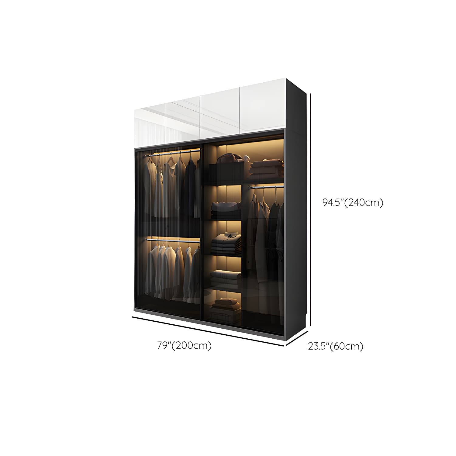 Glass and Wood Wardrobe Armoire Contemporary Wardrobe Cabinet - image 18