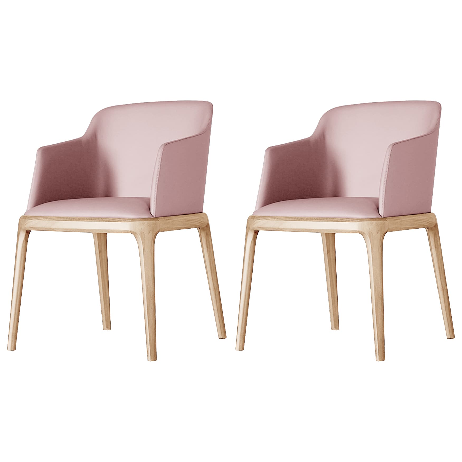 Scandinavian Leather Hotel Arm Chair Matte Finish Solid Back Dining Chair (Set of 2) - image 6