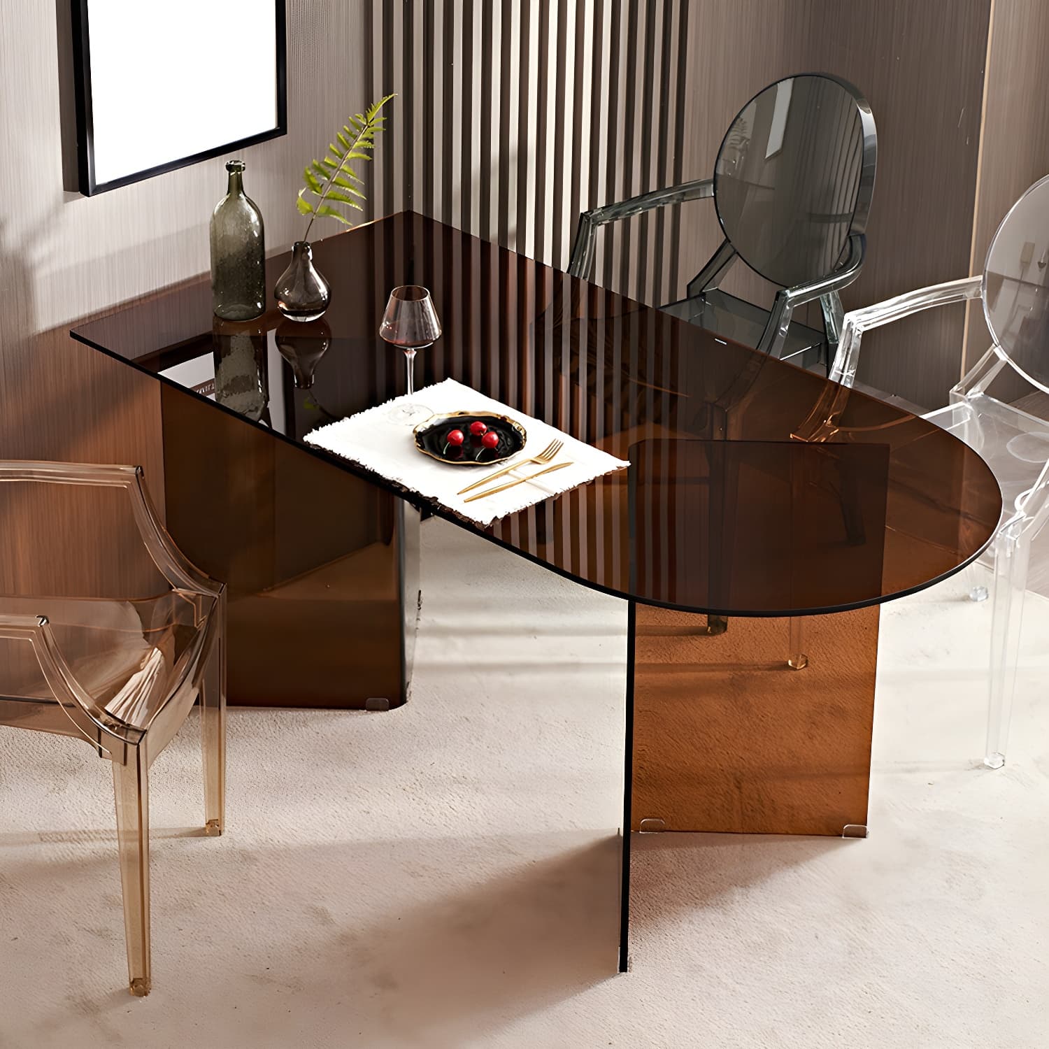 Modern Tempered Glass Dining Table Glass Base for Dining Room