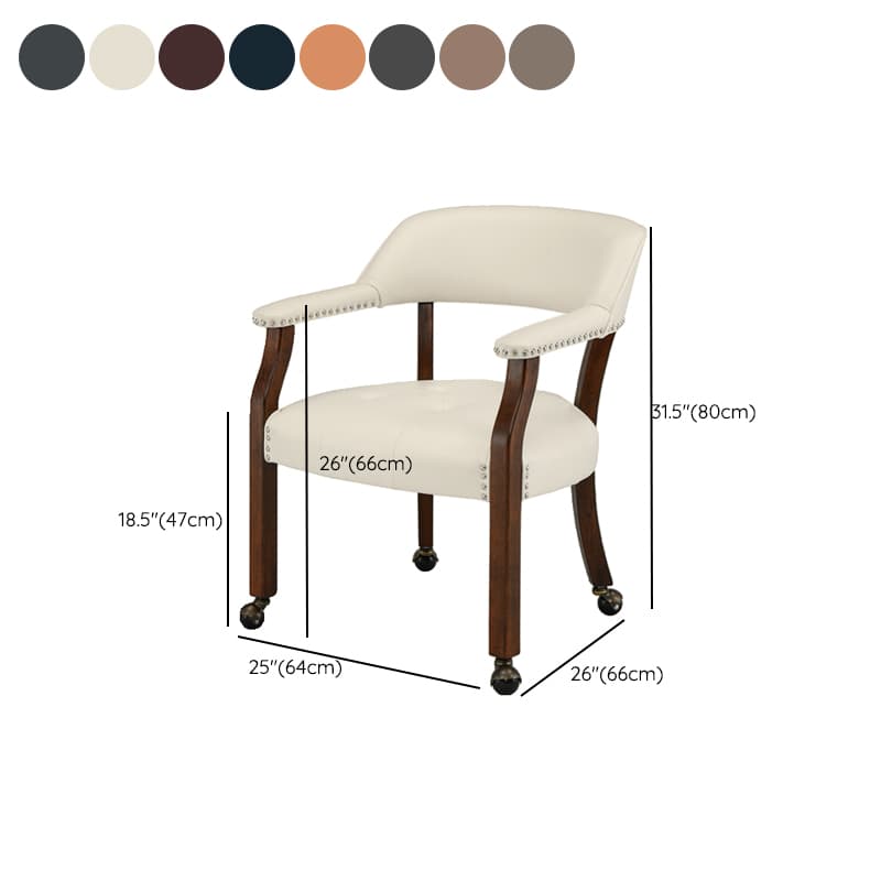 Sturdy Dining Room Arm Chair with Rollers, Decorative Nailhead, and Outlined Frame - image 19