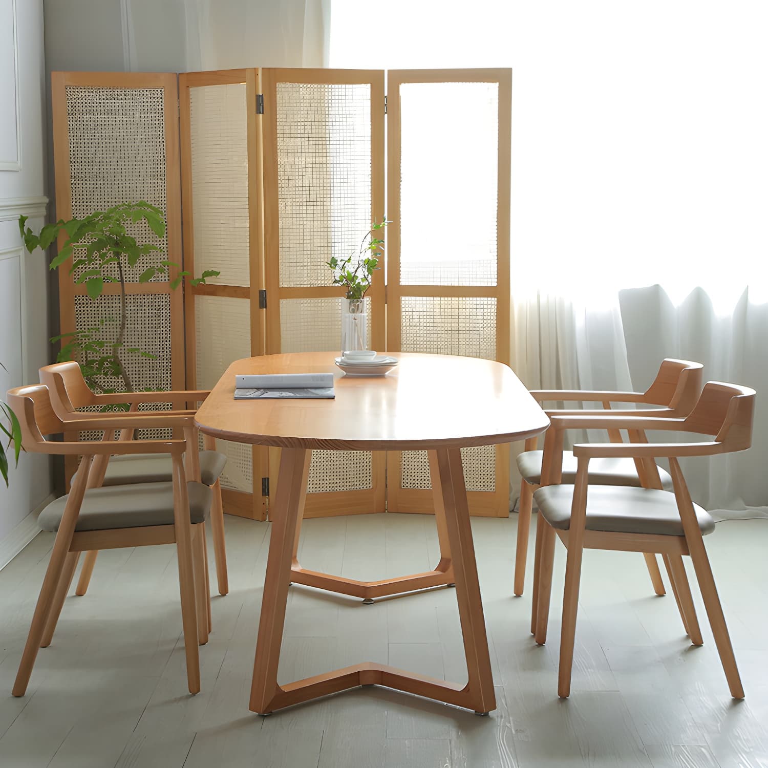 Modern Rectangle 1/2/5/7 Pieces Dining Set Solid Wood Dining Table with Chairs - image 11