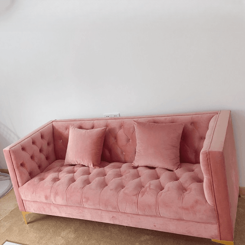 Button-tufted Straight/L-Shape Horizontal/Left Hand Facing Sofa Chaise/Sofa Couch in Rose with Tufted Back - image 4