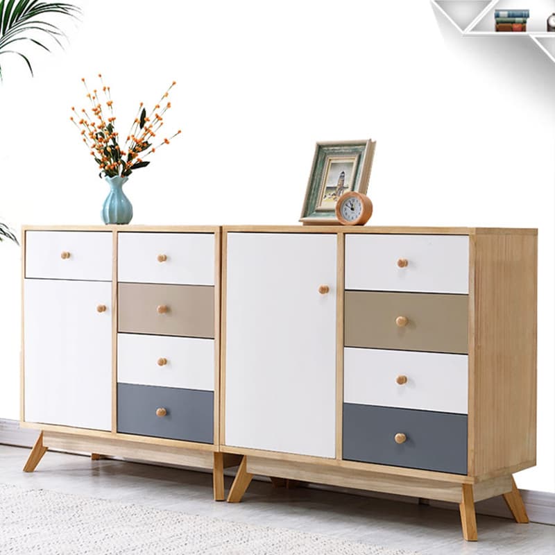 Five-Drawer Wooden Dresser, Natural Color, Modern Design, 50in Length, Pre-Drilled - image 9